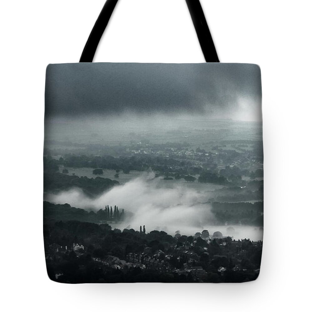 Airedale Tote Bag featuring the photograph Misty morning in Ilkley #1 by Mariusz Talarek
