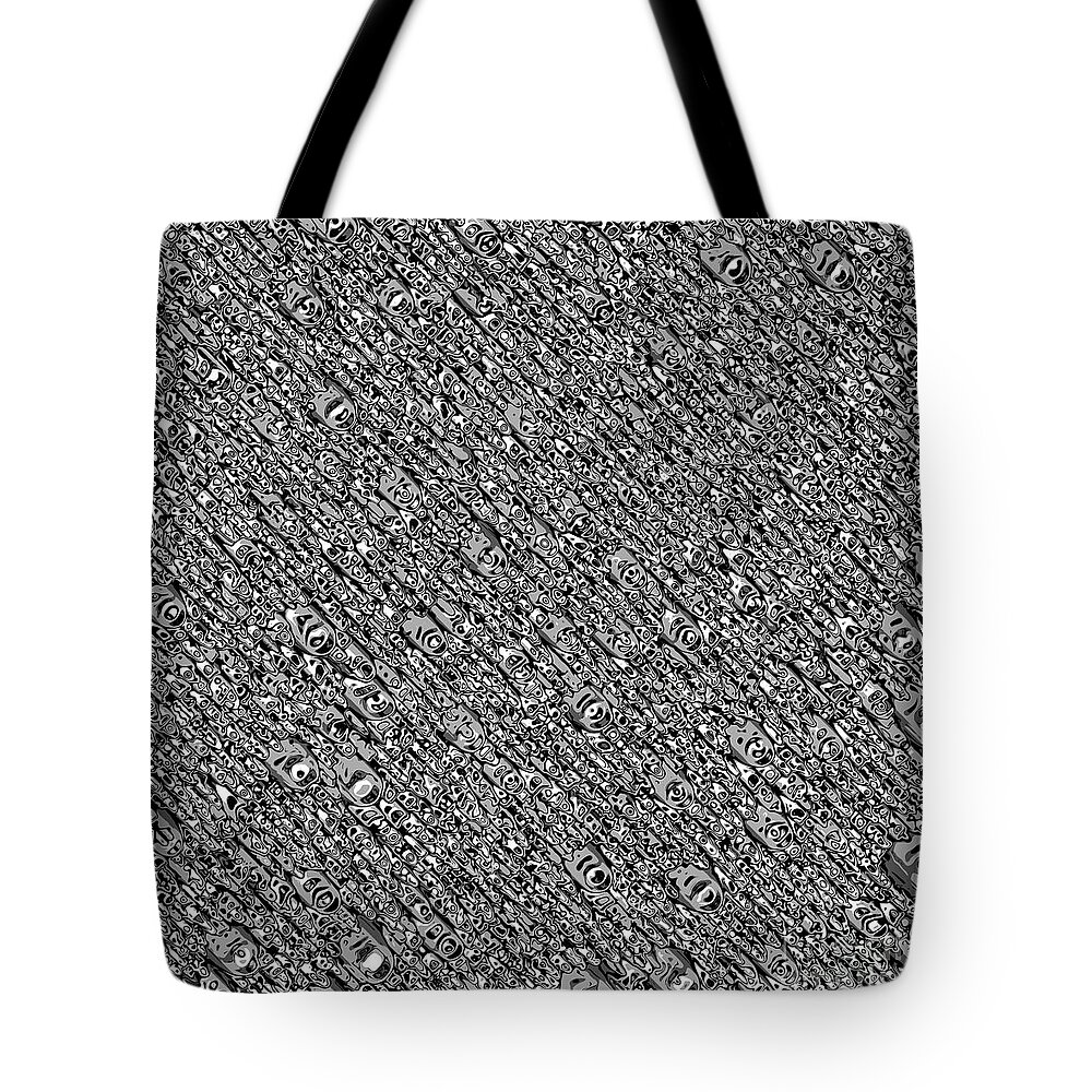 Black And White Tote Bag featuring the digital art Monochromatic Abstract by Phil Perkins