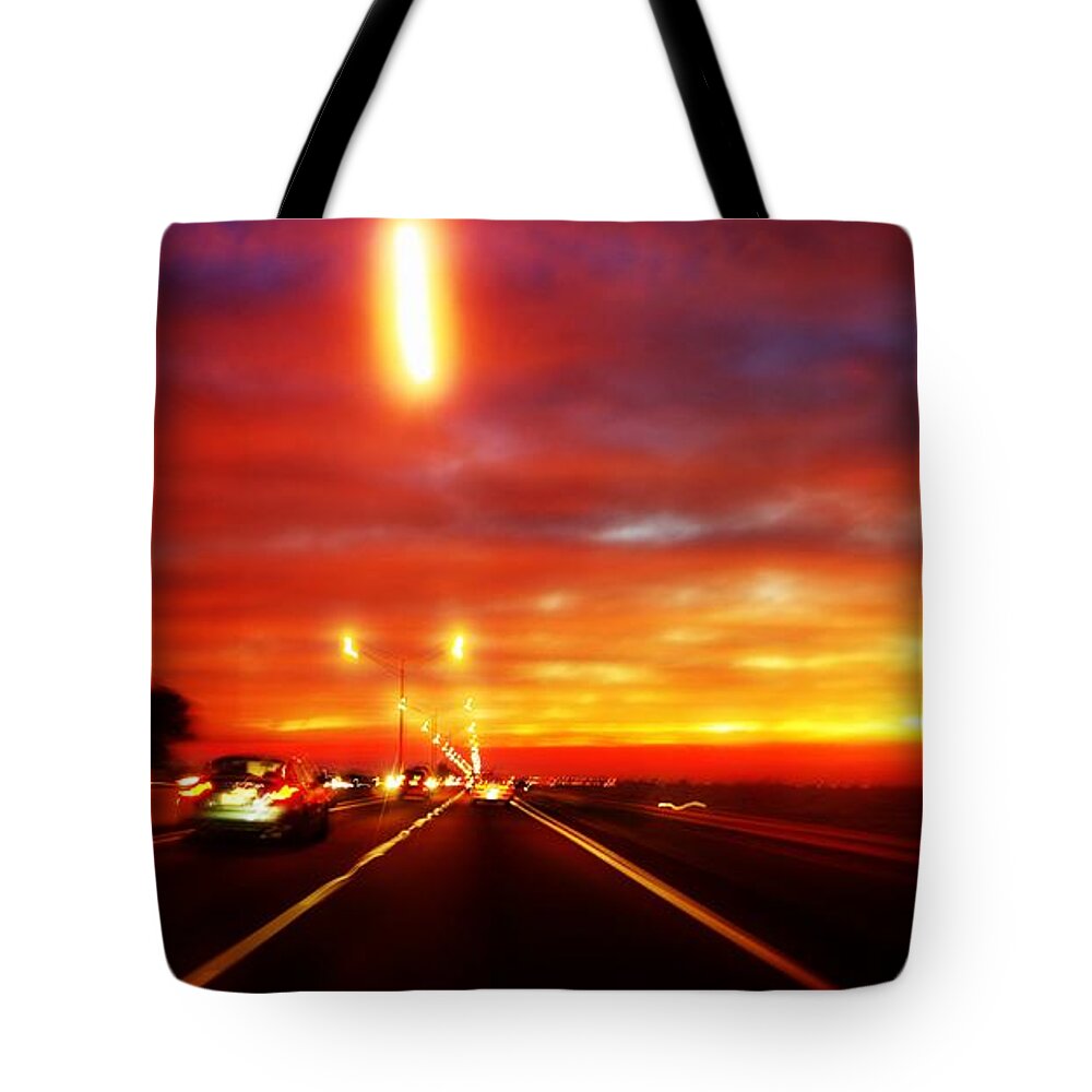 Sunrise Tote Bag featuring the photograph Morning Rush #1 by Stoney Lawrentz