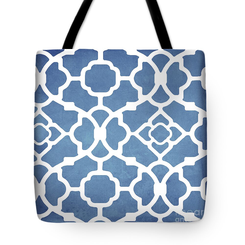 Blue Pattern Tote Bag featuring the painting Moroccan Blues by Mindy Sommers