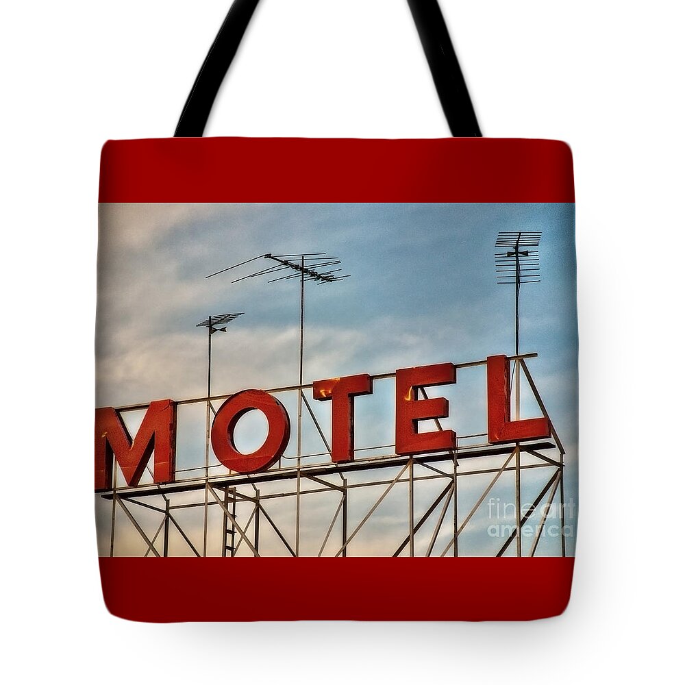 (day Or Daytime) Tote Bag featuring the photograph Motel #1 by Debra Fedchin