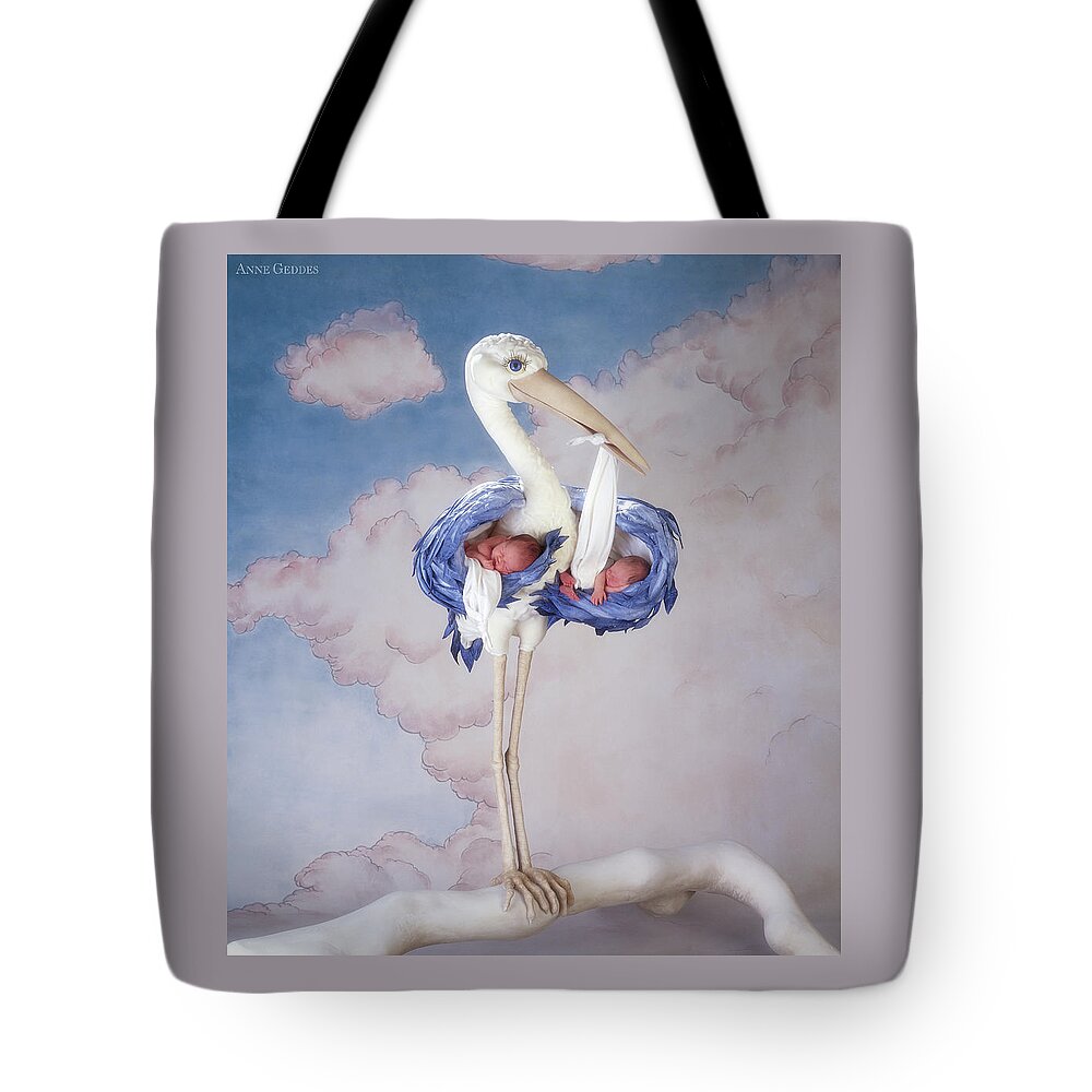 Baby Tote Bag featuring the photograph Mother Stork by Anne Geddes