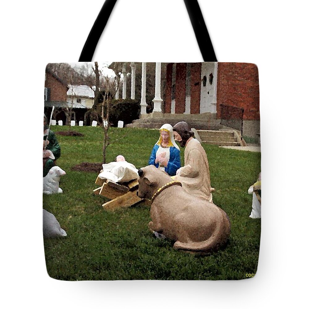 Nativity Tote Bag featuring the photograph Nativity scene 2 #1 by Karl Rose