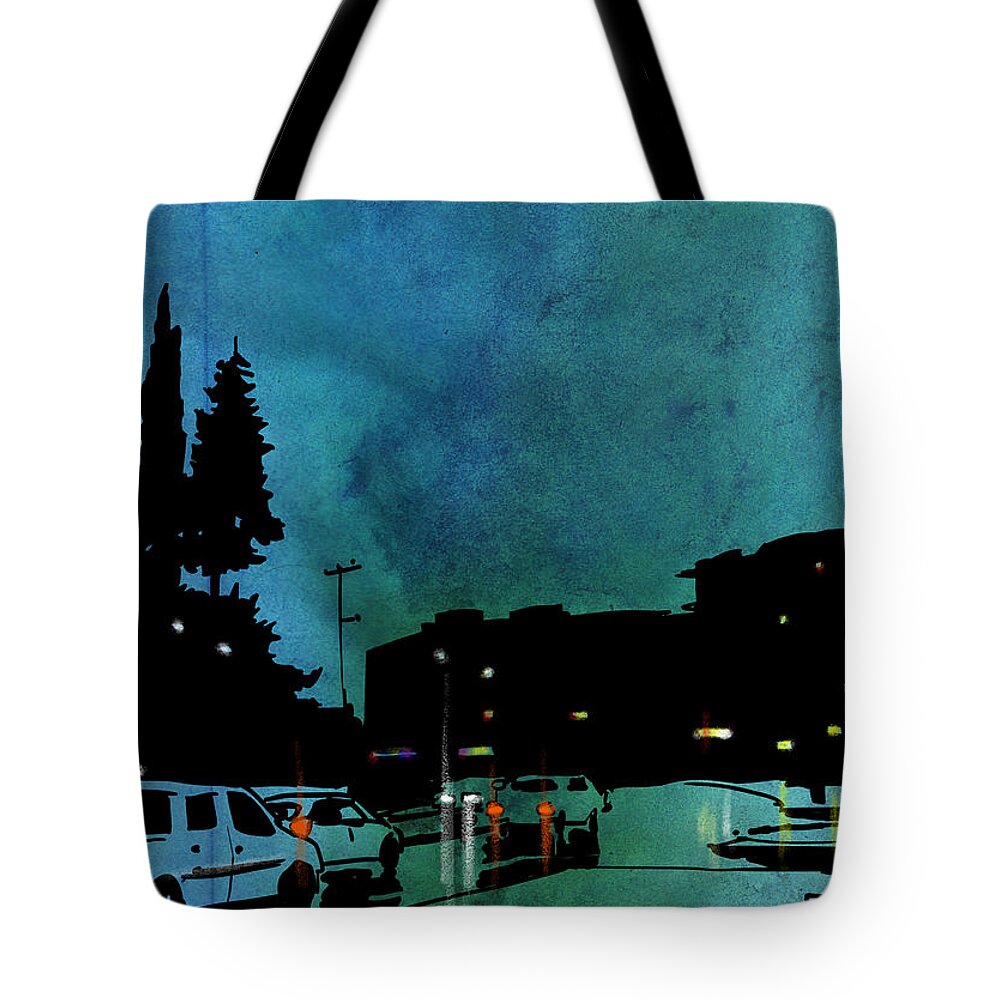 Nightscape Tote Bag featuring the drawing Nightscape 03 by Giuseppe Cristiano