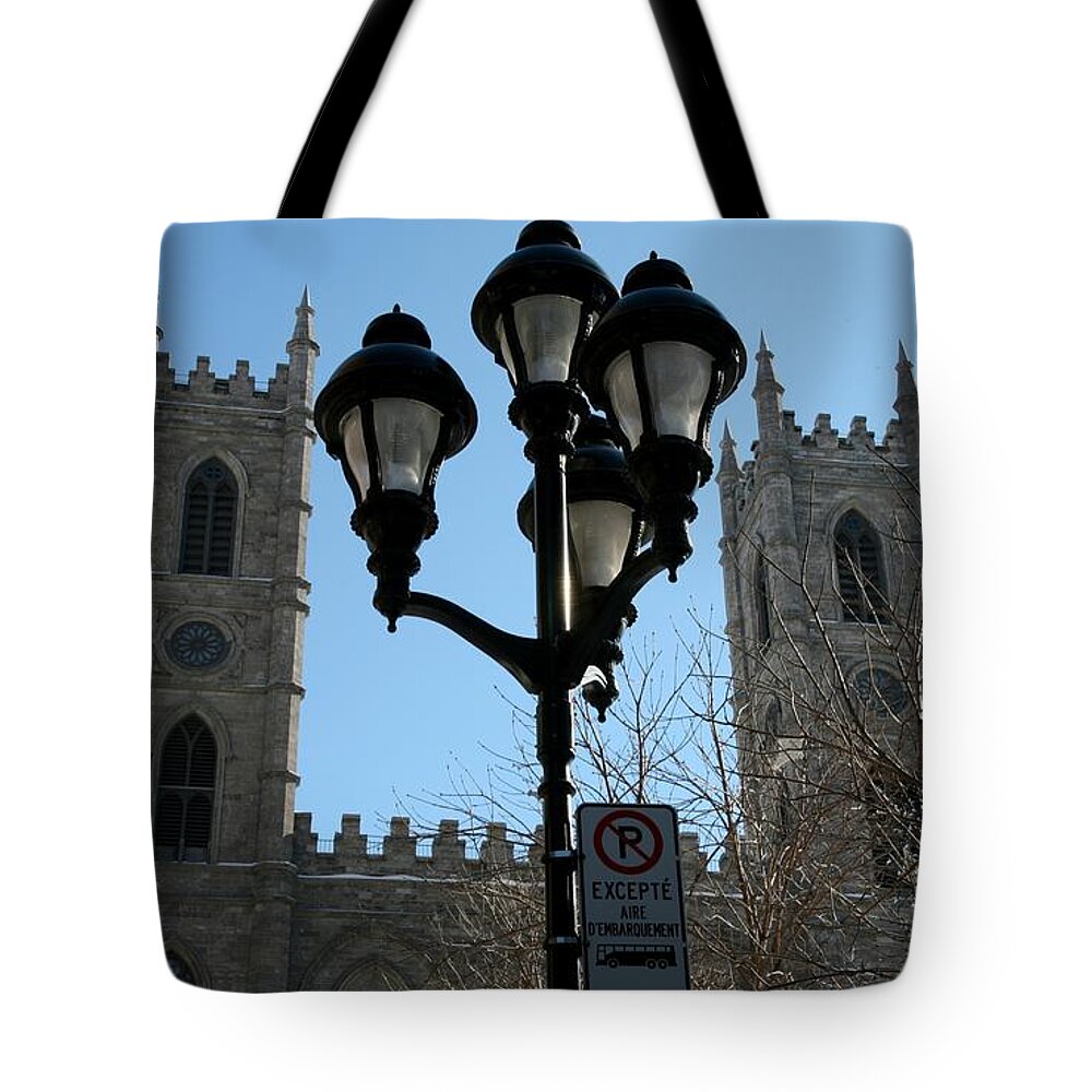 Notre Dame Basilica In Montreal Tote Bag featuring the digital art Notre Dame Basilica in Montreal #1 by Super Lovely