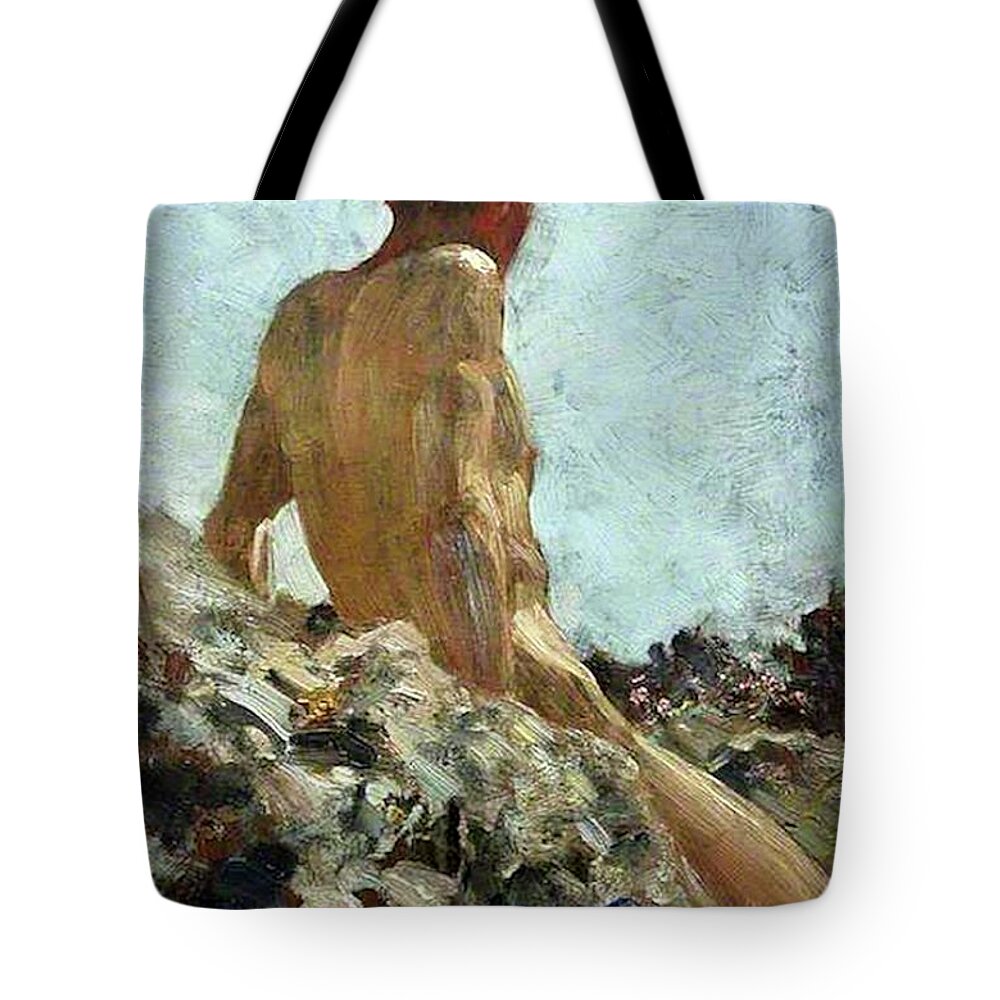 Henry Tote Bag featuring the painting Nude Study by Henry Scott Tuke