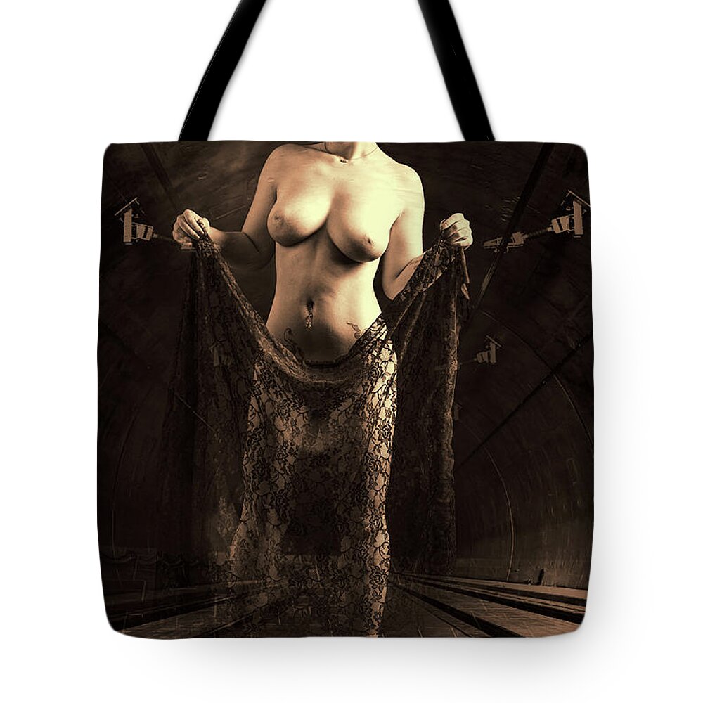 Nude Tote Bag featuring the photograph Nude Woman Model 1722 027.1722 #2 by Kendree Miller