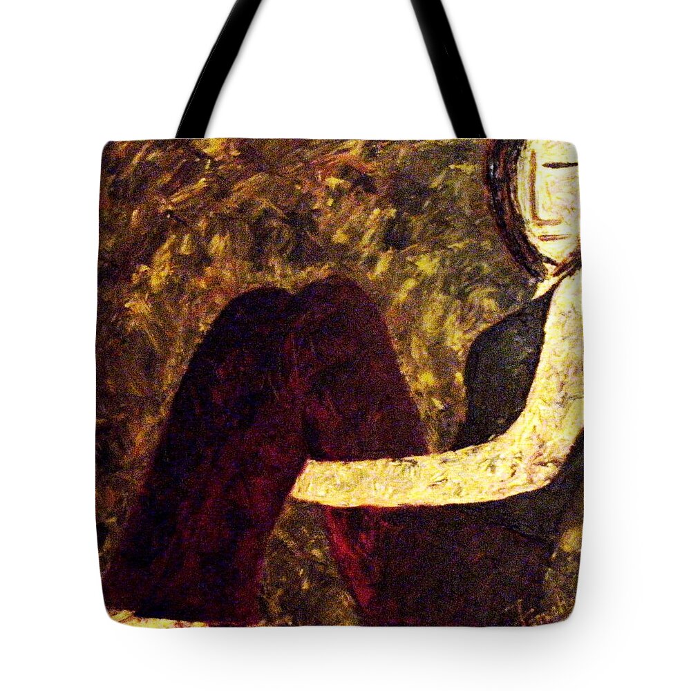 Abstract Tote Bag featuring the painting Numb #1 by Fareeha Khawaja