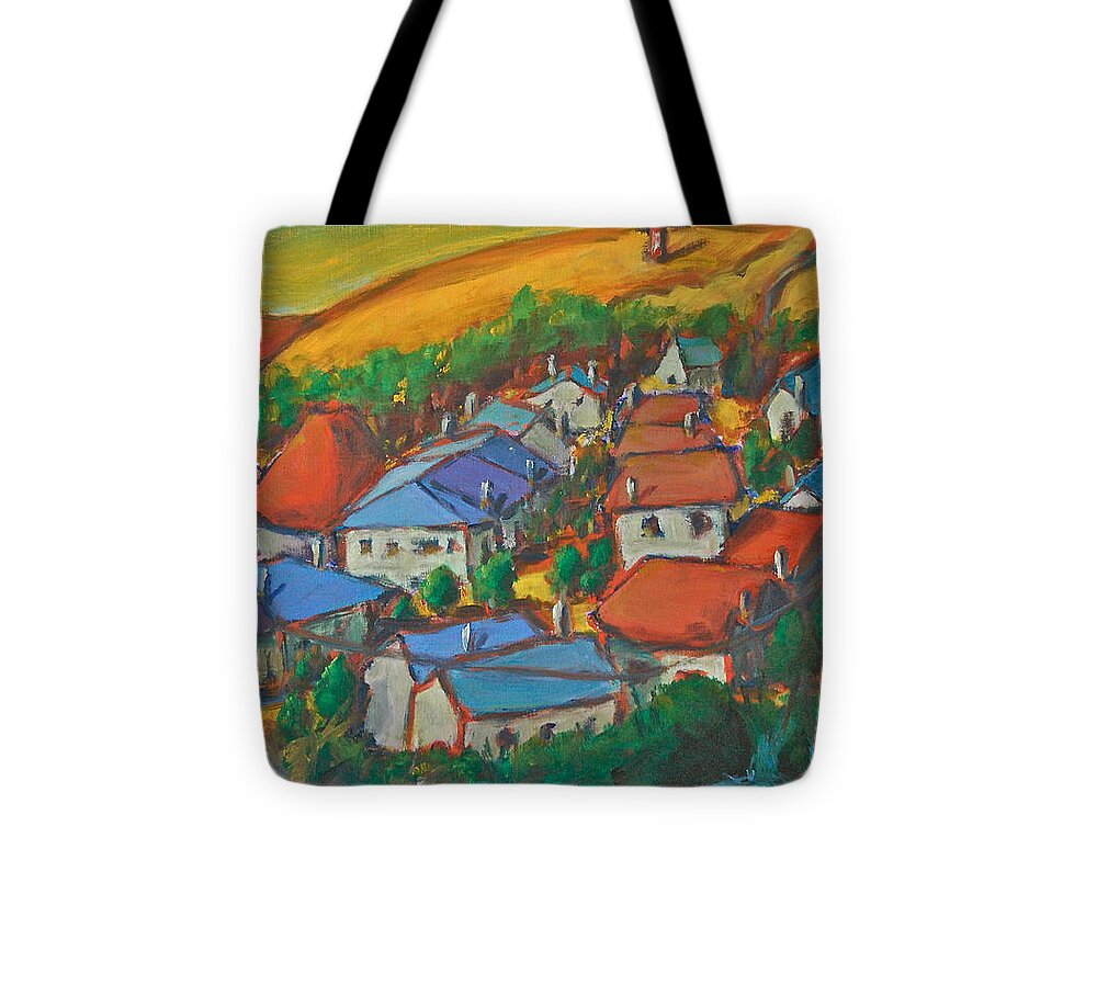 Camino De Santiago Tote Bag featuring the painting O Cebreiro by Yen
