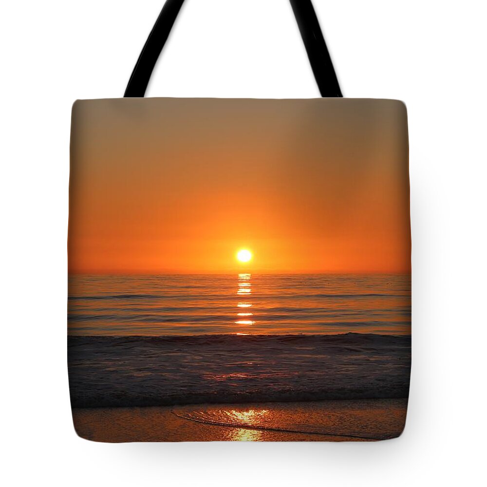 Ocean Tote Bag featuring the photograph Ocean Sunset #1 by Christy Pooschke