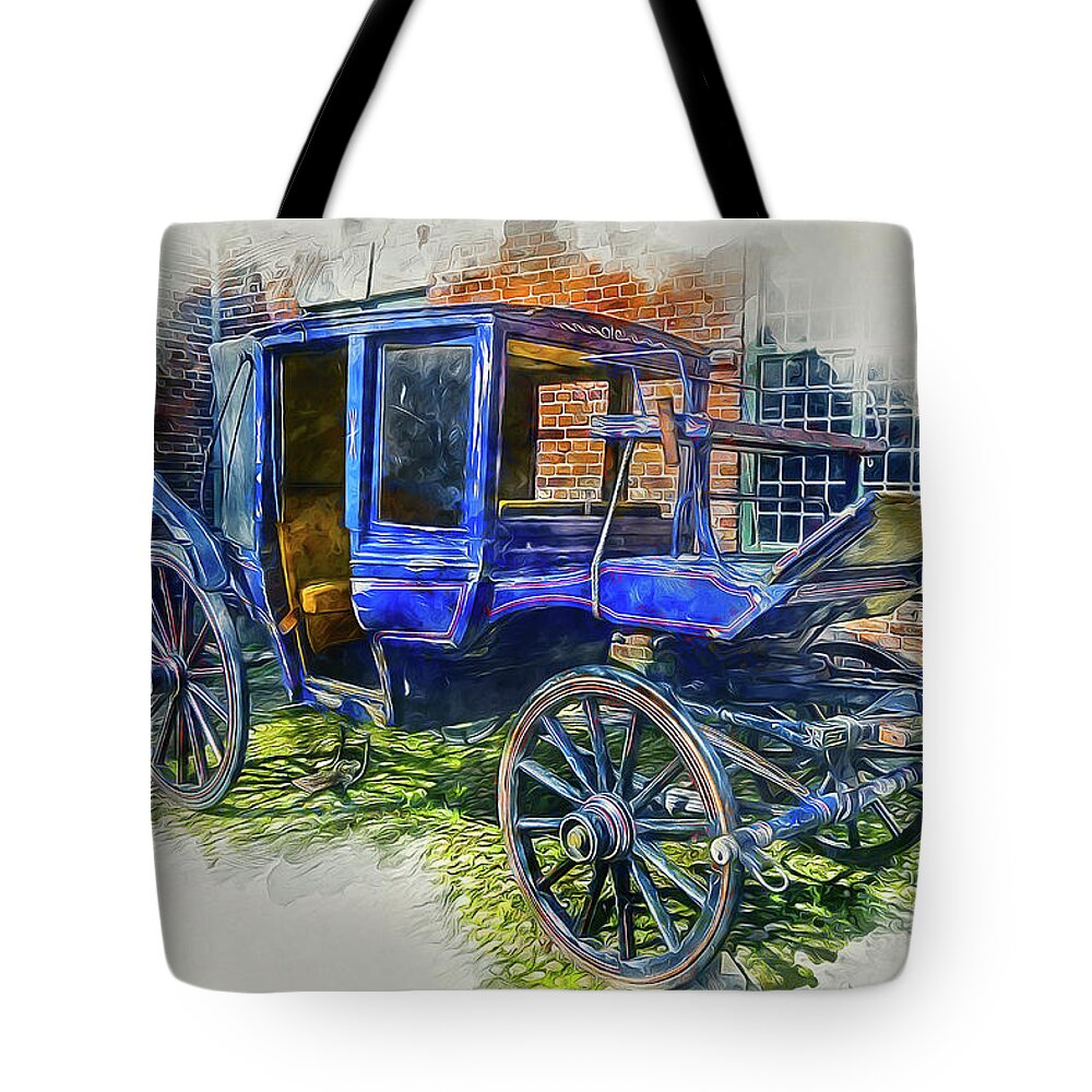 Stagecoach Tote Bag featuring the mixed media Old Stagecoach #1 by Ian Mitchell
