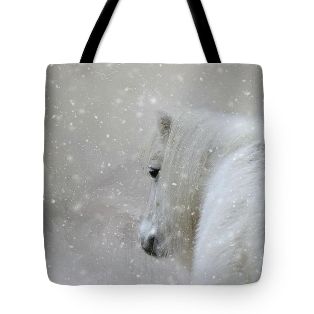 Shetland Poney Tote Bag featuring the photograph On a Cold Winter Day by Eva Lechner