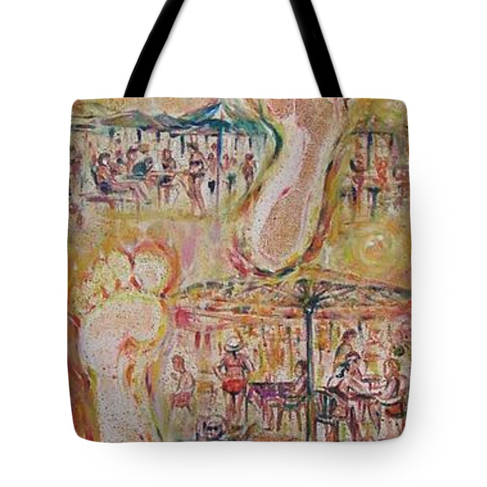 On The Beach Tote Bag featuring the painting On the Beach 2 by Sukalya Chearanantana
