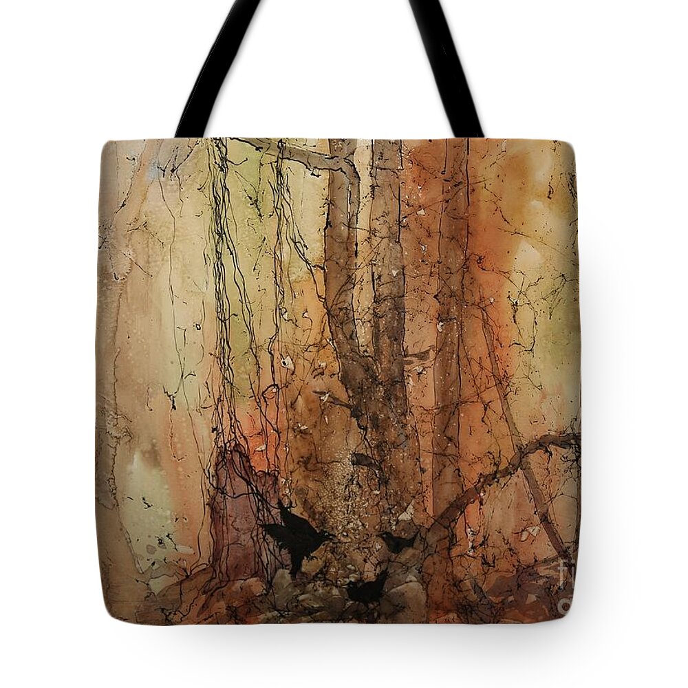Fall Tote Bag featuring the painting on the Verge #1 by Elizabeth Carr