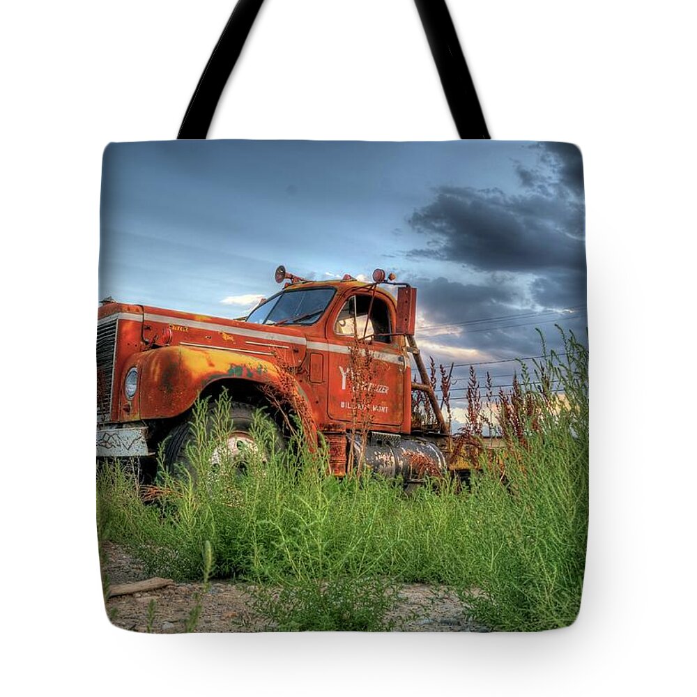 Truck Tote Bag featuring the photograph Orange Truck #1 by Dave Rennie