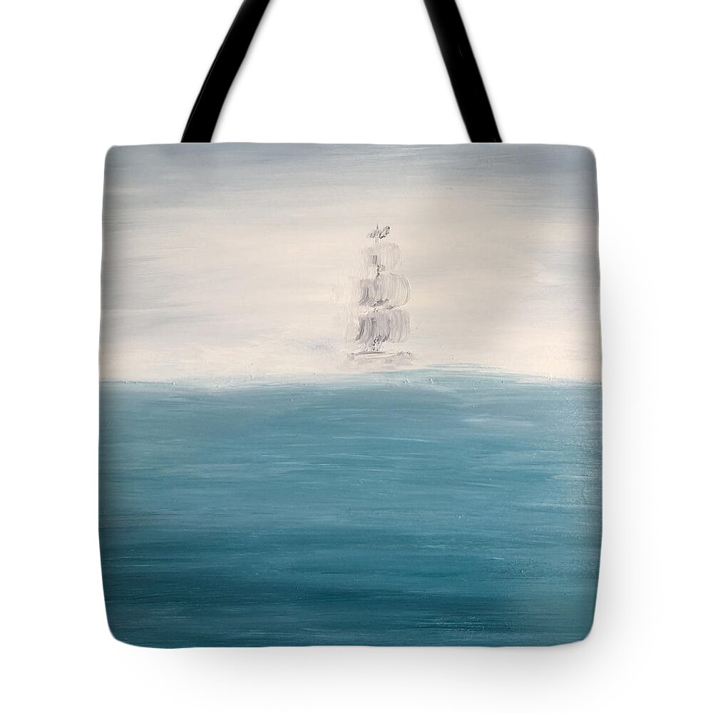 Seascape Tote Bag featuring the painting Out of the Fog #2 by KJ Burk