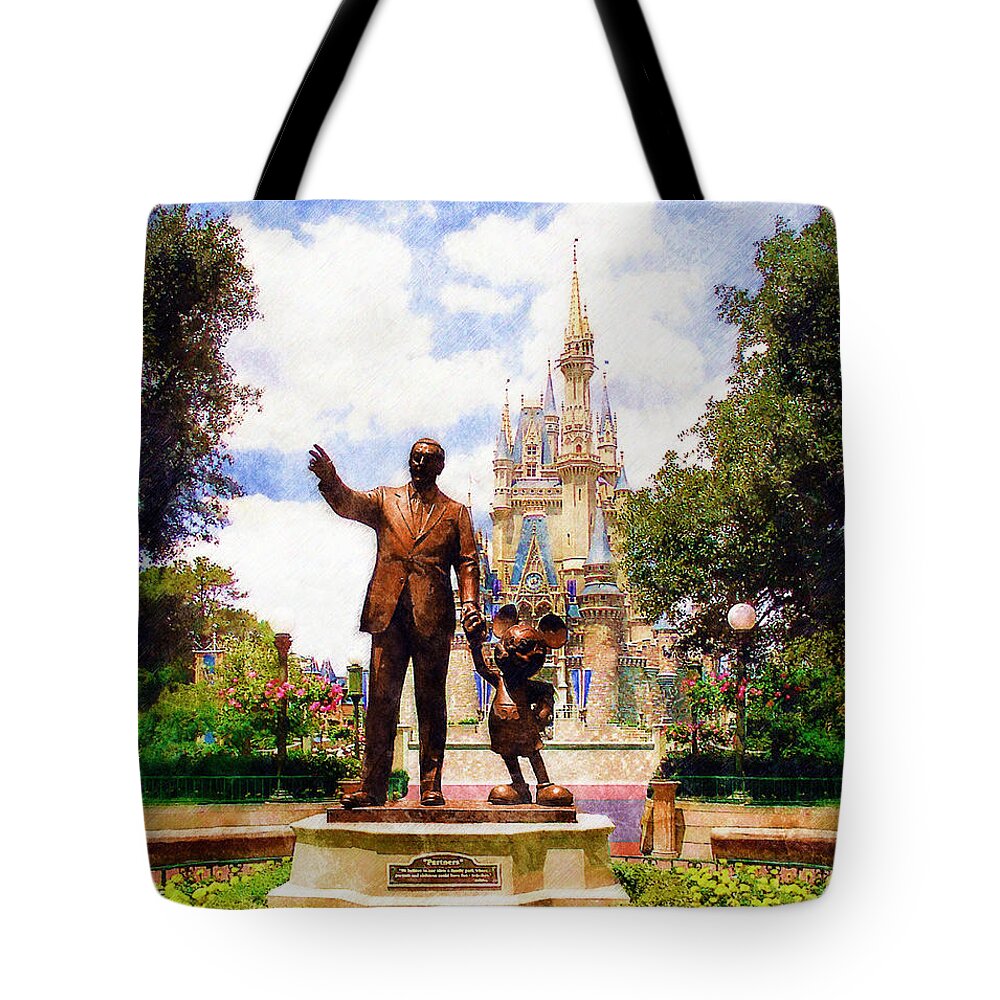 Disney Tote Bag featuring the digital art Partners by Sandy MacGowan