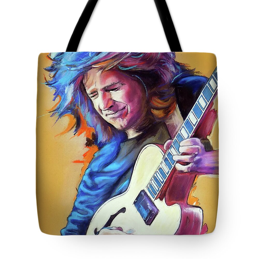 Pat Metheny Tote Bag featuring the mixed media Pat Metheny #1 by Melanie D