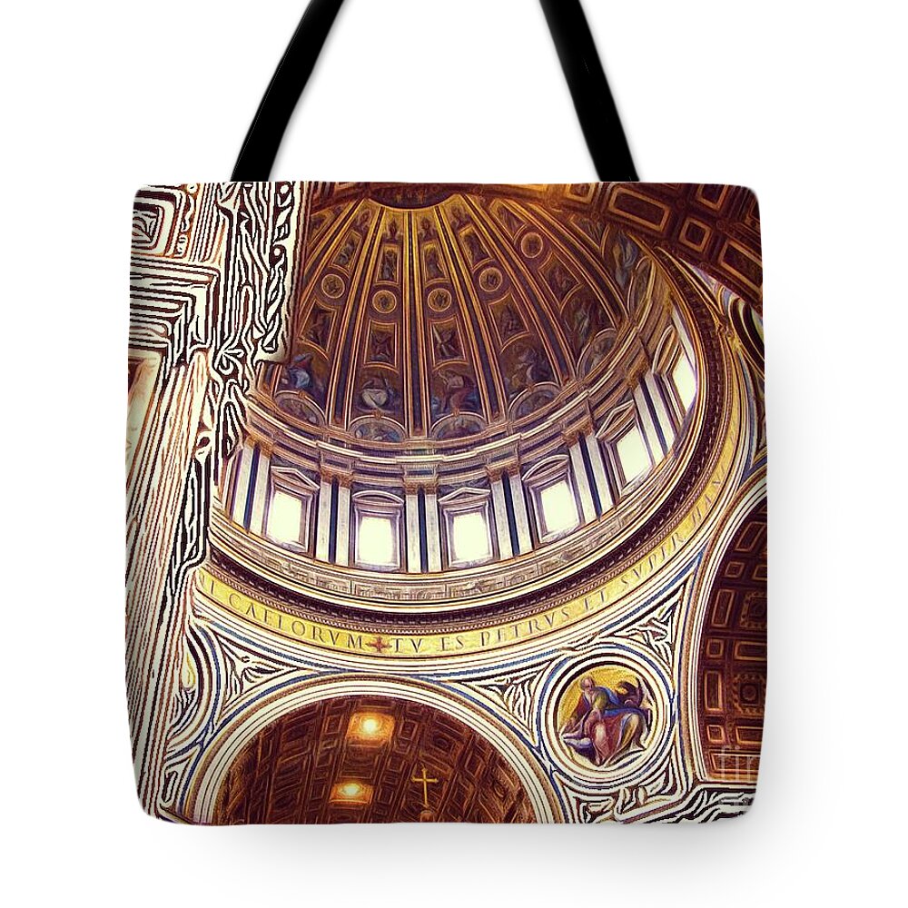 Vatican Tote Bag featuring the painting Patterns of Places - Vatican #1 by Esoterica Art Agency