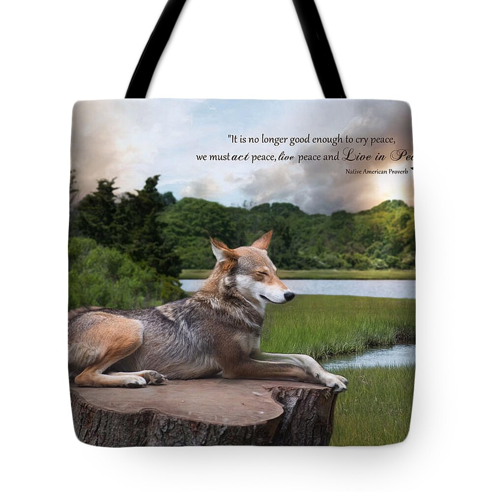 Wolf Tote Bag featuring the photograph Peace #2 by Robin-Lee Vieira
