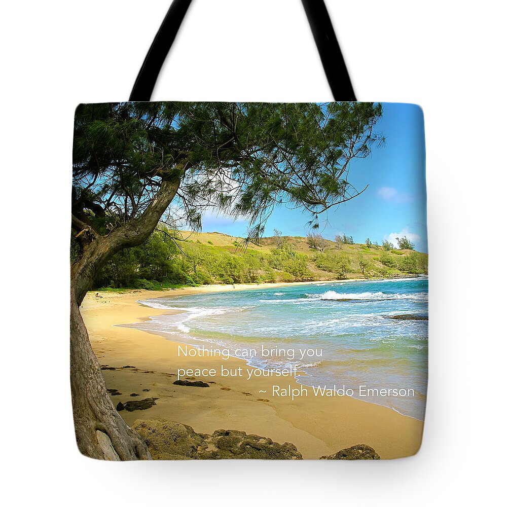 Beach Water Tote Bag featuring the photograph Peace by Sue Morris