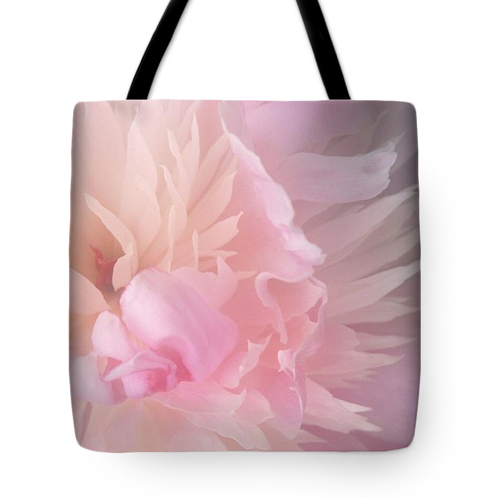 Pink Peony Light Petals Dreamy Tote Bag featuring the photograph Peony Series 1-6 by J Doyne Miller