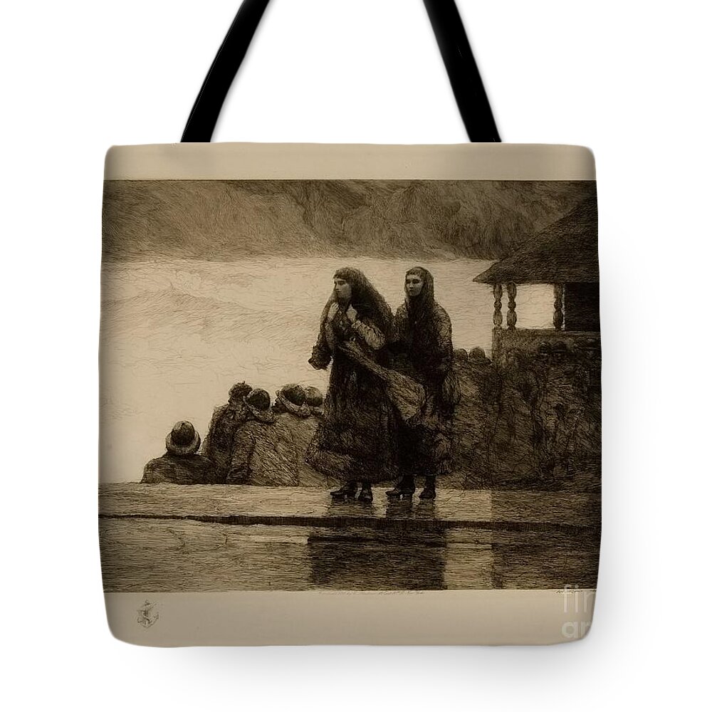 Winslow Homer Tote Bag featuring the painting Perils Of The Sea #1 by MotionAge Designs