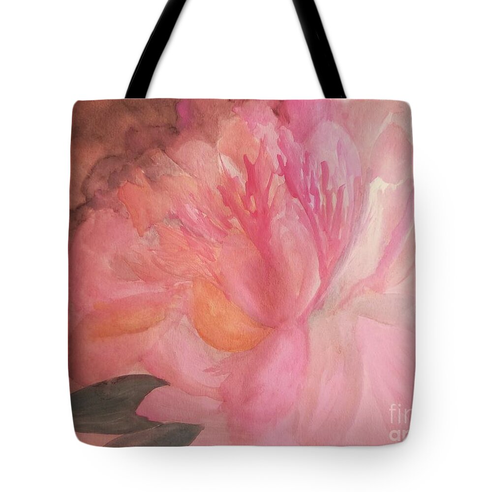 Pink Peony Tote Bag featuring the painting Pink Peony #1 by Maria Urso
