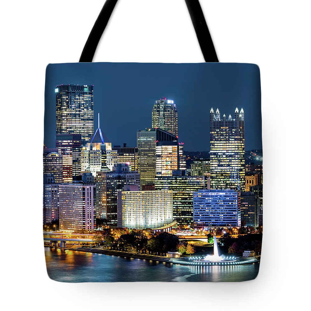 Allegheny Tote Bag featuring the photograph Pittsburgh by night #1 by Mihai Andritoiu