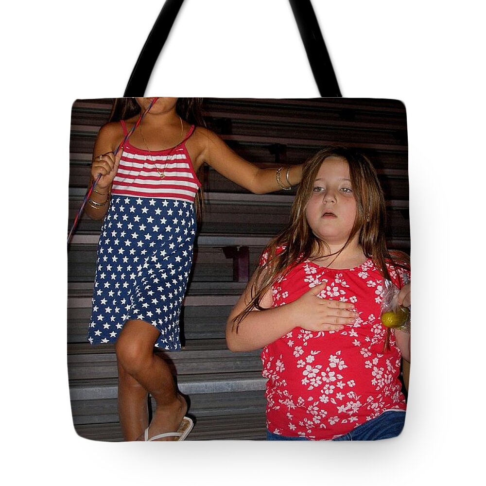Pledging Allegiance Eating Pickle Fireworks July 4th Eloy Arizona 2004 Tote Bag featuring the photograph Pledging Allegiance Eating Pickle Fireworks July 4th Eloy Arizona 2004 #1 by David Lee Guss