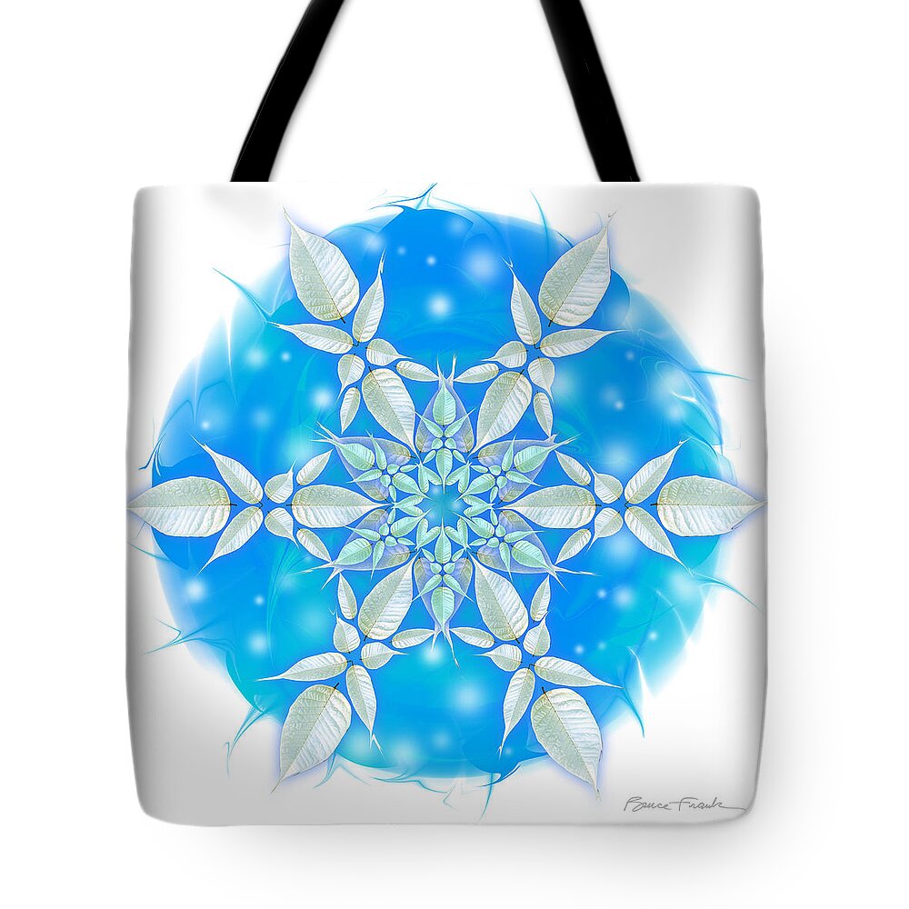 Holiday Tote Bag featuring the photograph Poinsettia Snowflake #1 by Bruce Frank