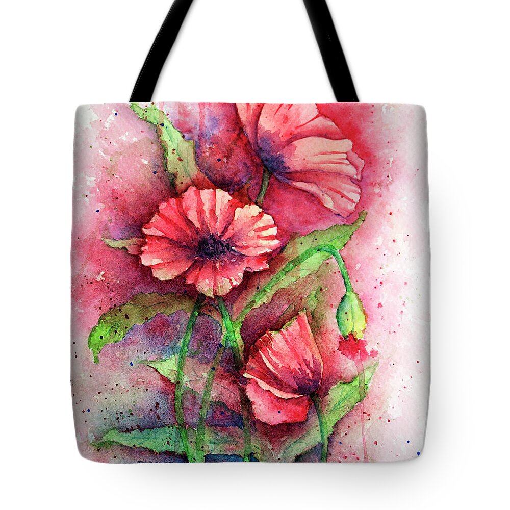 Poppy Tote Bag featuring the painting Poppies #1 by Rebecca Davis