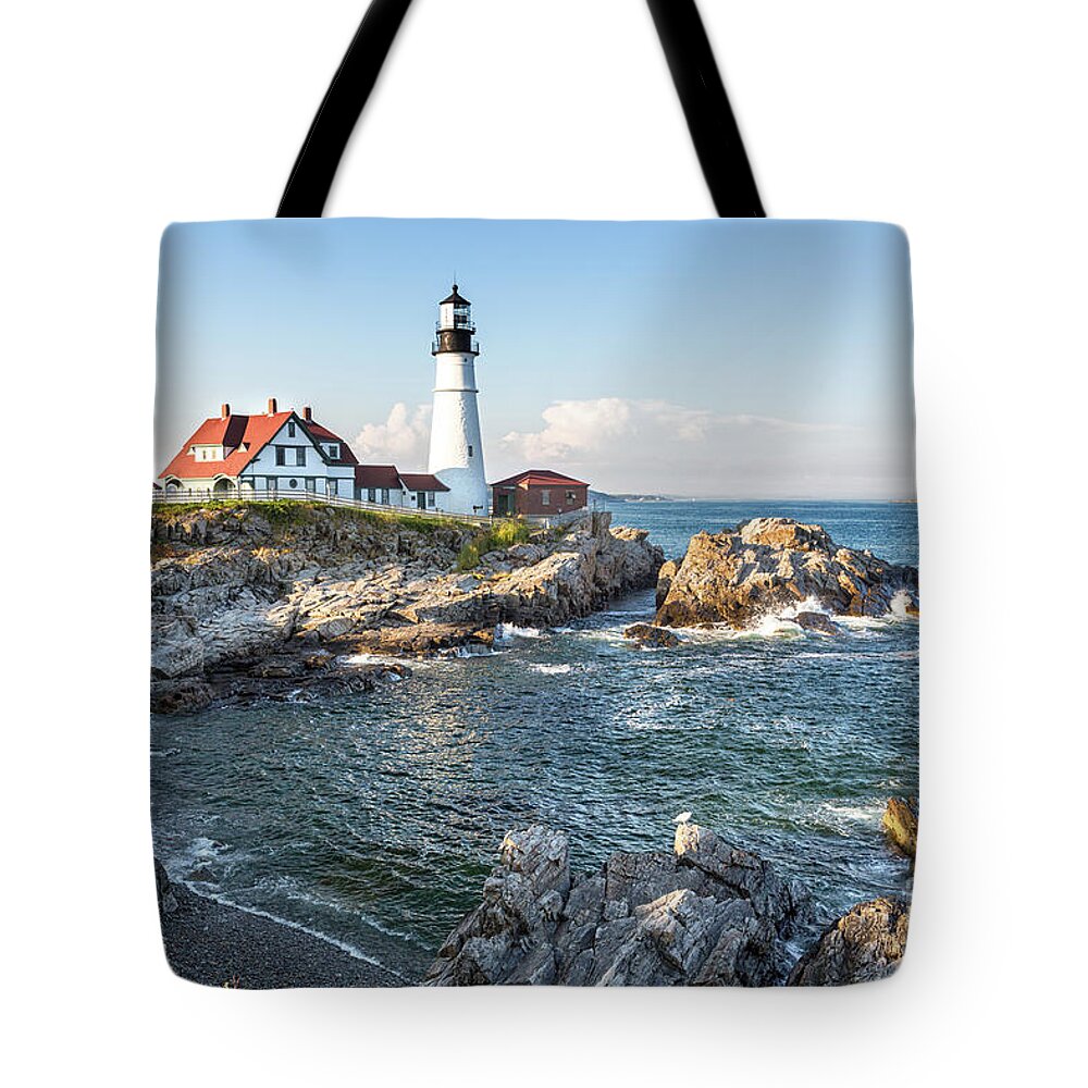 Lighthouse Tote Bag featuring the photograph Portland Head Lighthouse by Jane Rix