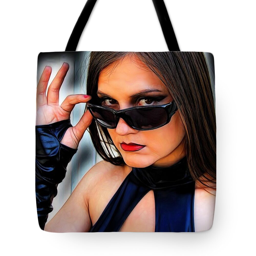 Fantasy Tote Bag featuring the painting Portrait Of A Tomb Raider by Jon Volden