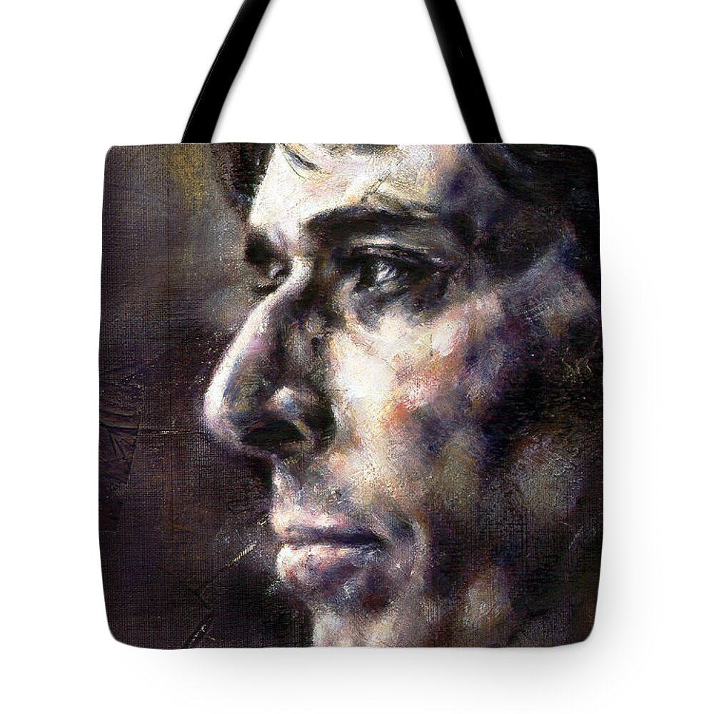 Portrait Tote Bag featuring the painting Portrait of John Cale #1 by Ritchard Rodriguez