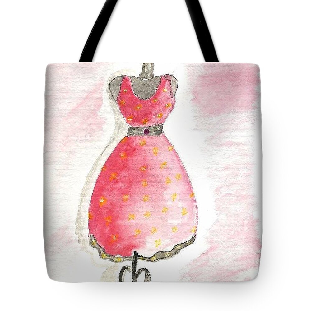  Tote Bag featuring the mixed media Pretty in pink #1 by Lauren Serene