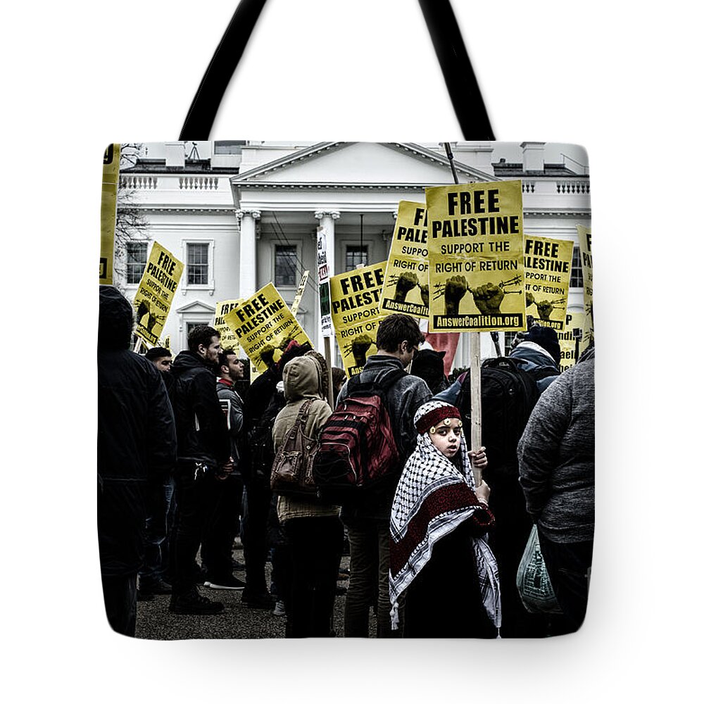 Palestine Tote Bag featuring the photograph Protest #1 by Jonas Luis