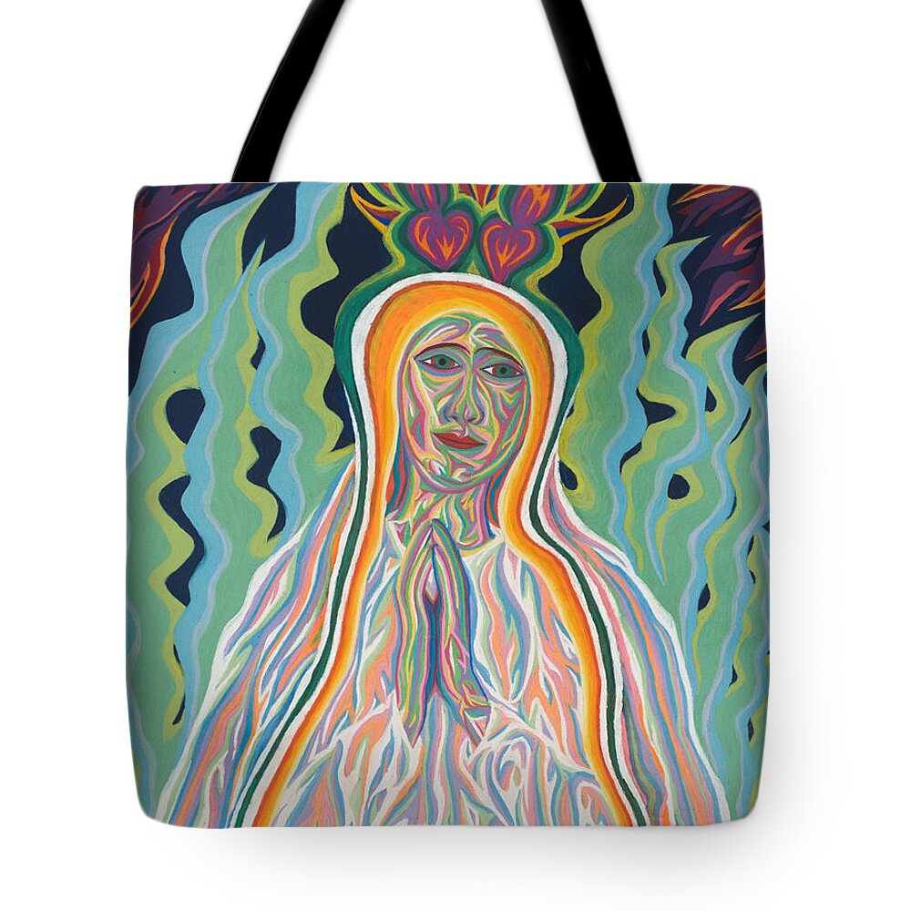 Queen Tote Bag featuring the painting Queen of Heaven by Robert SORENSEN