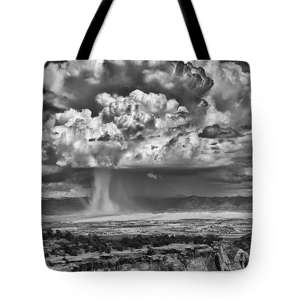 Rain Cloud Tote Bag featuring the photograph Rain over Fruita Colorado #1 by ELDavis Photography