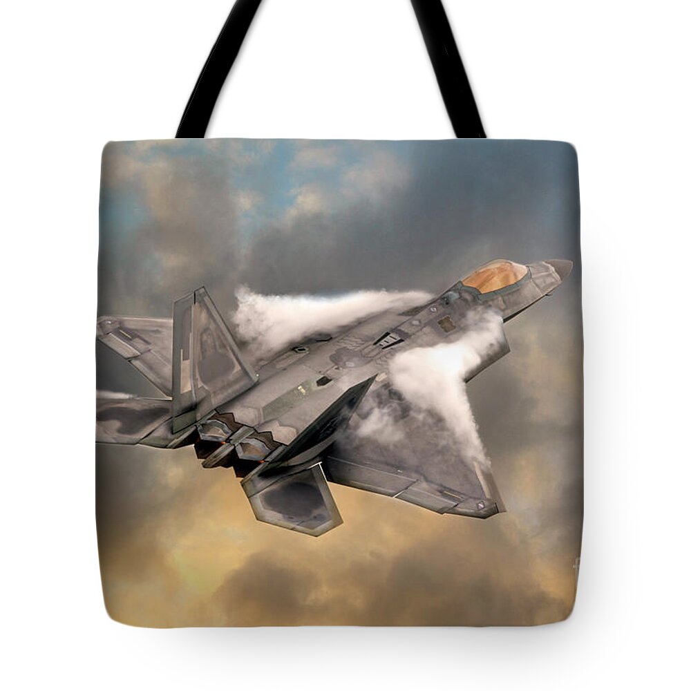 F22 Tote Bag featuring the digital art Raptor by Airpower Art