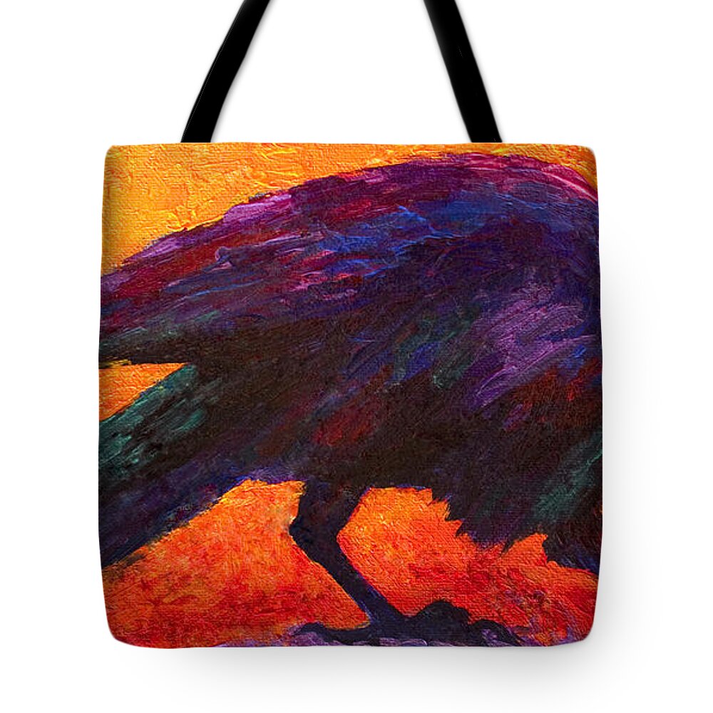 Crows Tote Bag featuring the painting Raven by Marion Rose