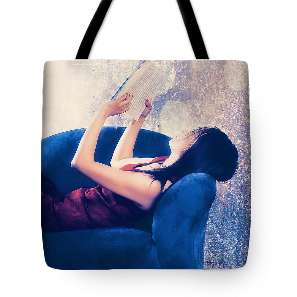 Woman Tote Bag featuring the photograph Reading #1 by Joana Kruse