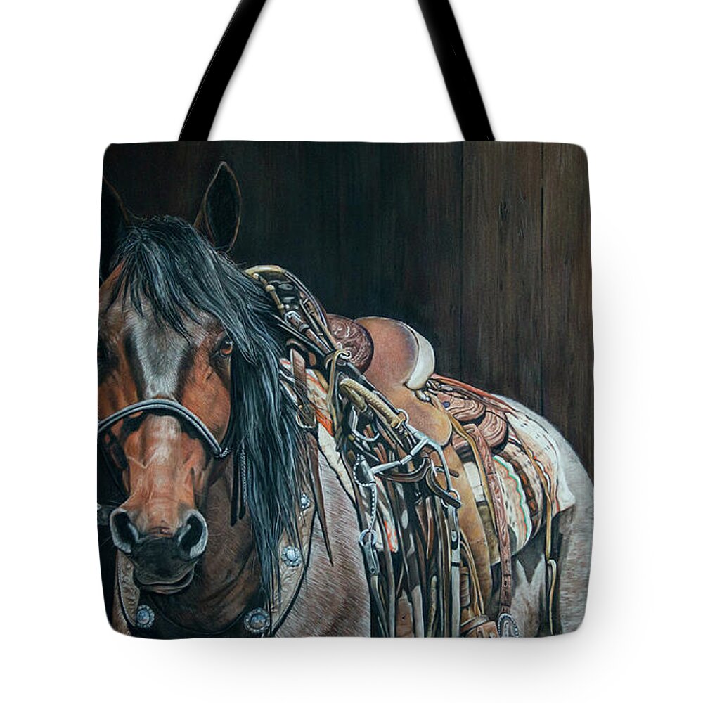 Horse Tote Bag featuring the pastel Ready and Willing by Joni Beinborn