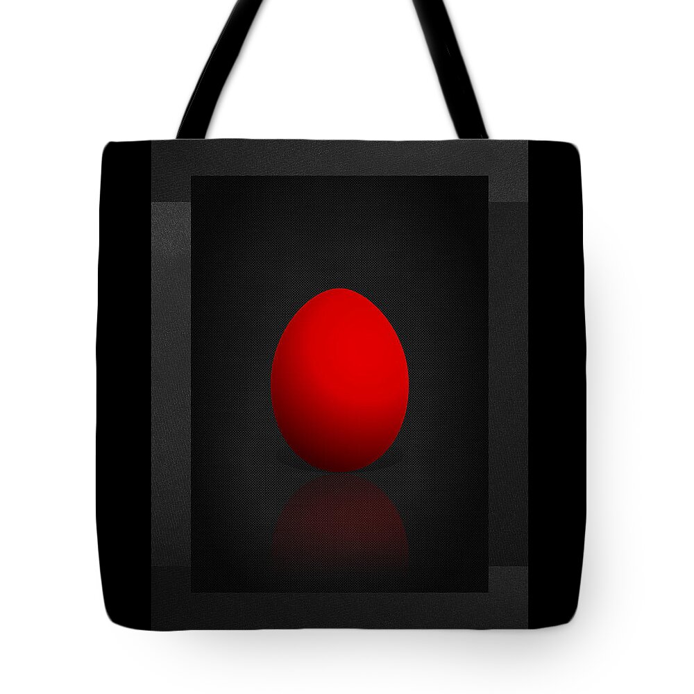 �red On Black� Collection By Serge Averbukh Tote Bag featuring the photograph Red Egg on Black Canvas by Serge Averbukh