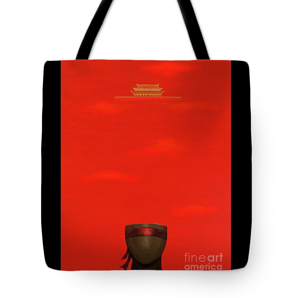 Tiananmen Square Art Tote Bag featuring the painting Red Impression #4 by Fei A