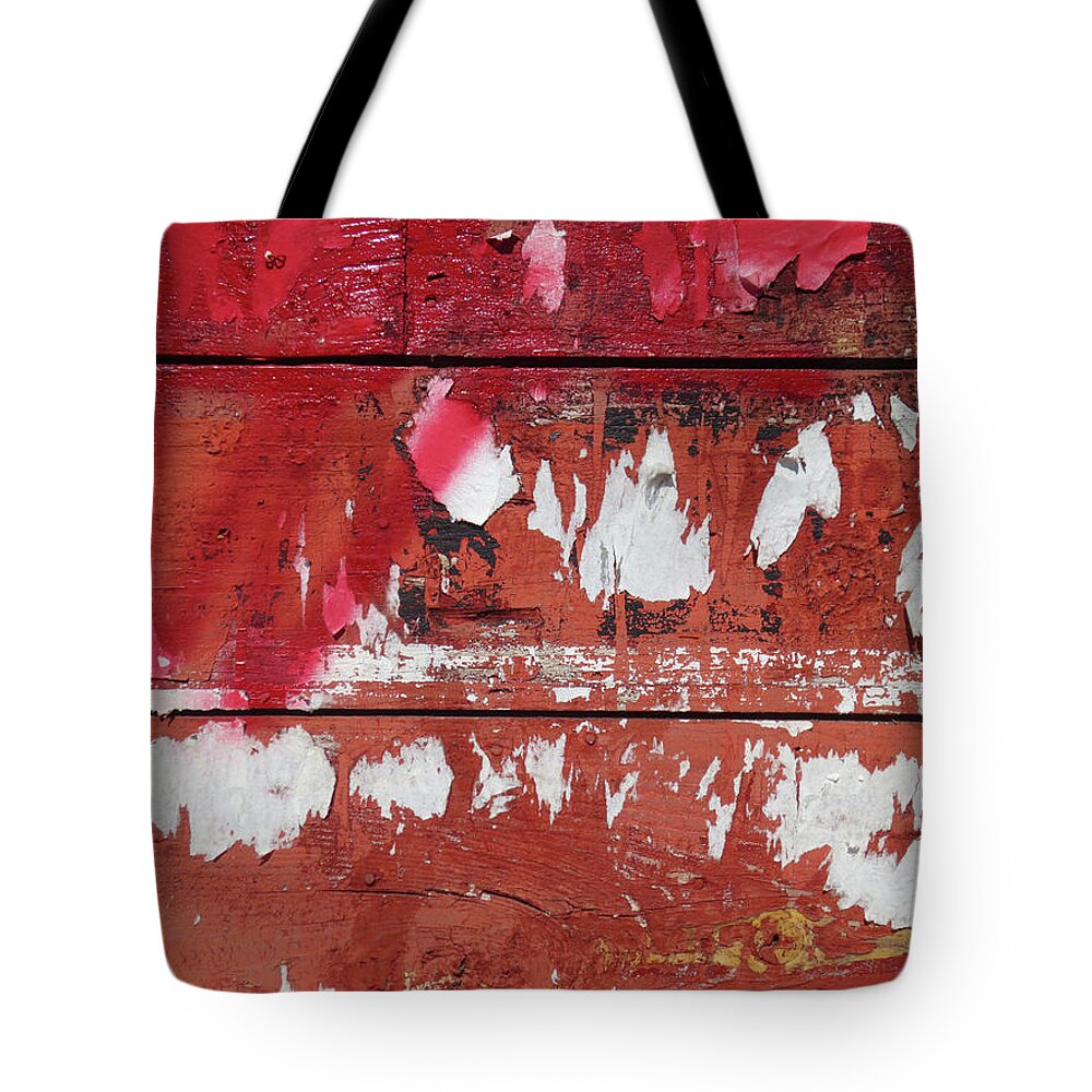 Peeling Paint Tote Bag featuring the photograph Red #1 by Jessica Levant