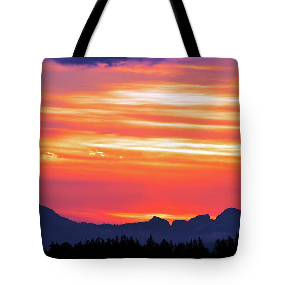 Sunrise Tote Bag featuring the photograph Red Sunrise #1 by Brian O'Kelly
