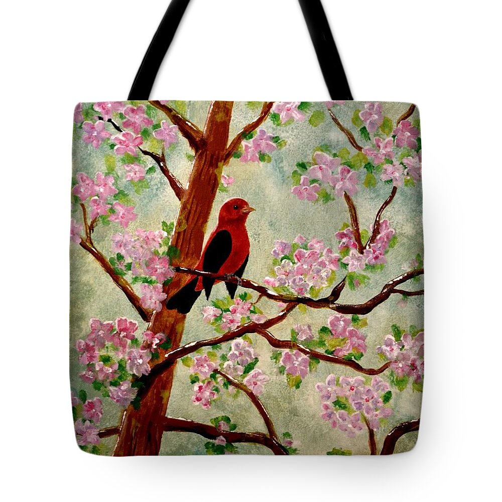 Red Tangler Tote Bag featuring the painting Red Tangler #1 by Denise Tomasura