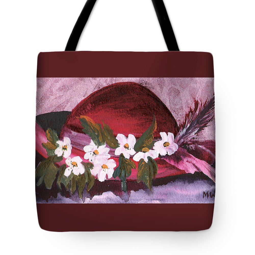 Hat Tote Bag featuring the painting Red Velvet by Marsha Woods