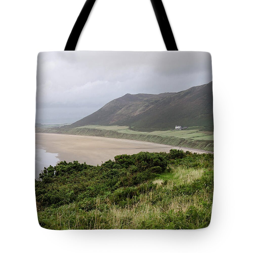 Sunset Tote Bag featuring the photograph Rhossili Bay, South Wales by Perry Rodriguez